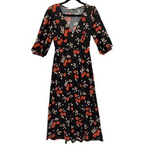Anthropologie All In Favor Midi Dress Floral Small Dark Romantic Boho